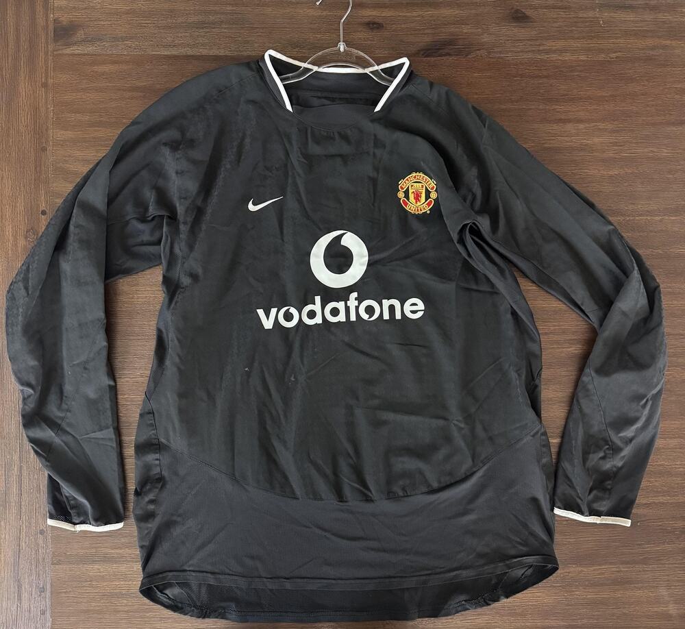 Manchester United Jersey Mens XXL Black EPL Soccer Nike Vodafone Long Sleeve